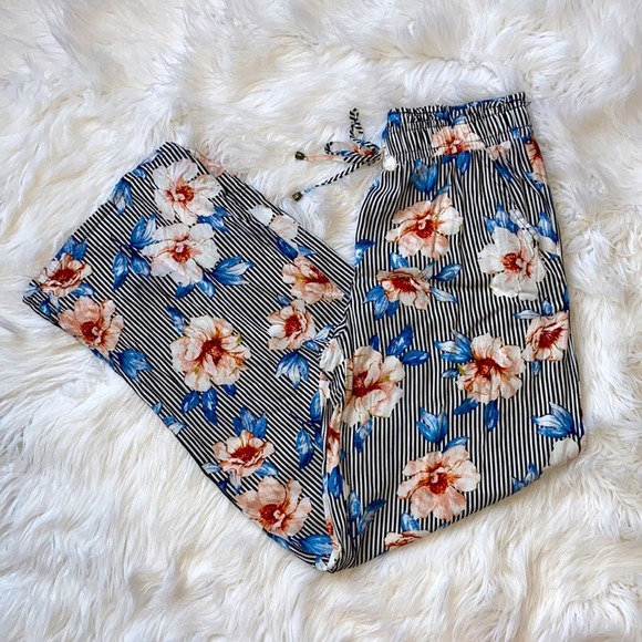 🫧[ Joe B ] Floral Striped Printed Pants - Picture 1 of 11